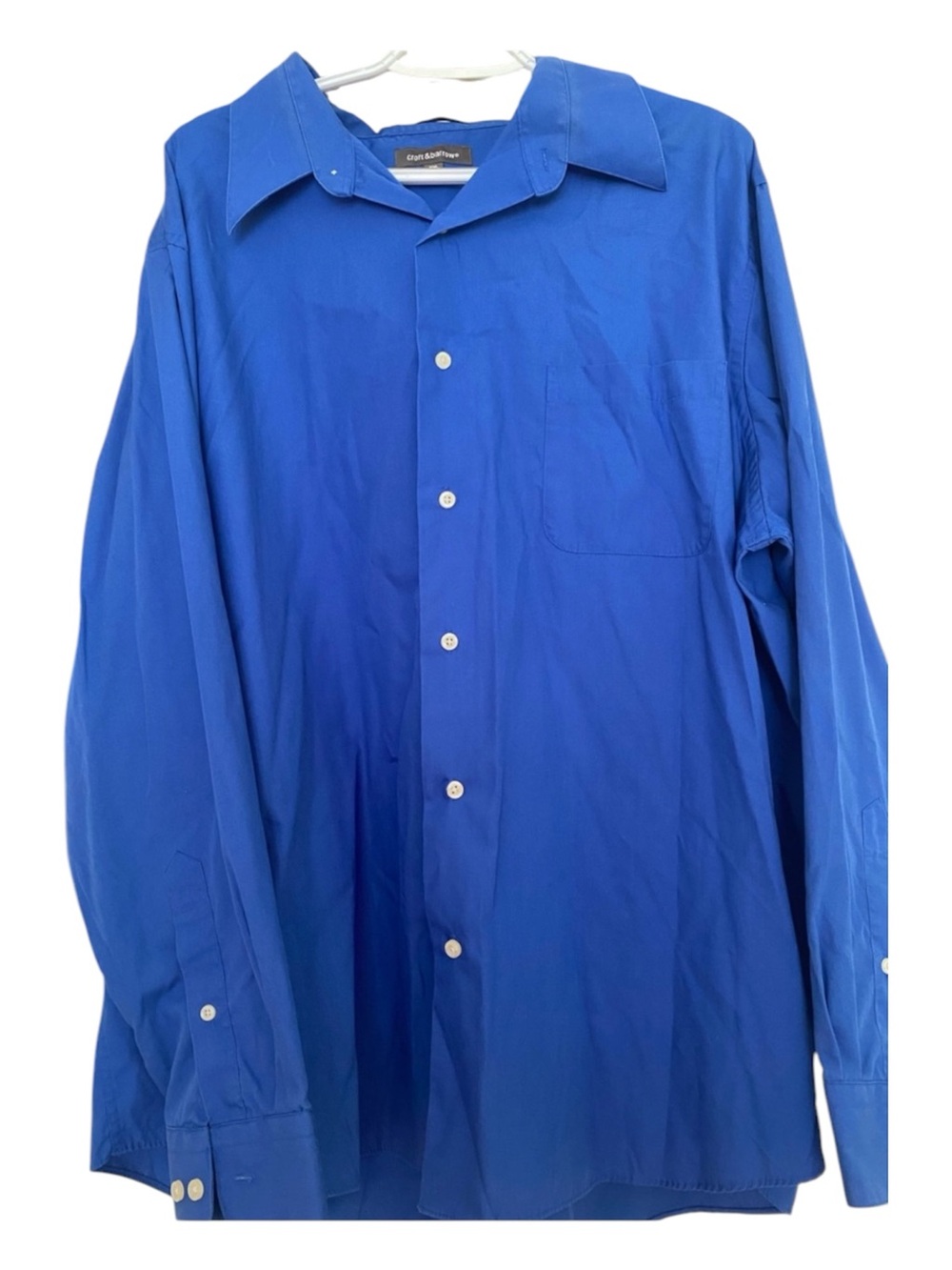 croft & barrow men’s Bright Blue Long-Sleeve Dress Shirt xxl 18 1/2 36